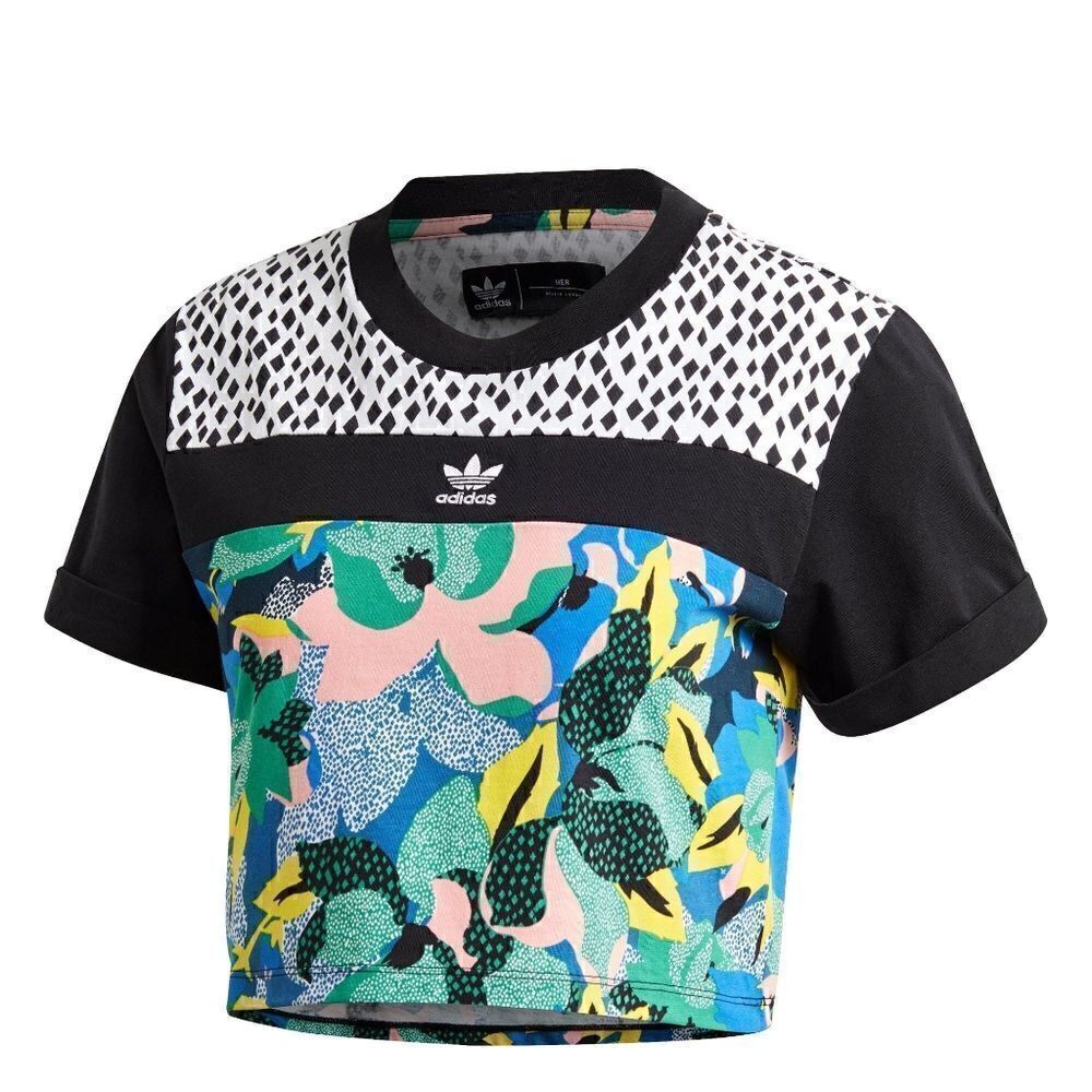 Adidas X HER Studio London Women's Cropped Tee Crop Top Multicolor Blue Black